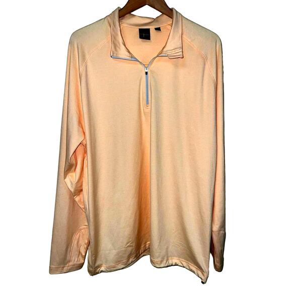 X-Large Pull Over TOP Polo Thumb Holes Peach XL Active Shirt Sport Dunning NEW - Picture 1 of 9